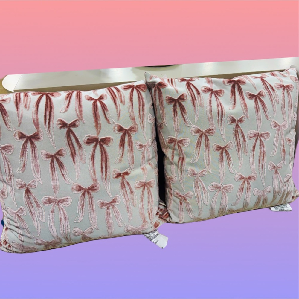 New Velvet Pink Coquette Bow Pattern Pillows Set of 2! TikTok